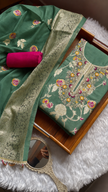 Royal Green Silk Unstitched Suit Set