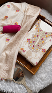White Silk Unstitched Suit Set
