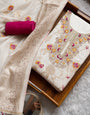 White Silk Unstitched Suit Set