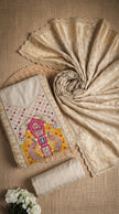 Off White Cotton Silk Unstitched Suit set