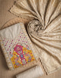 Off White Cotton Silk Unstitched Suit set