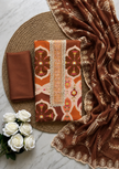 Brown Viscose Silk Unstitched Suit Set