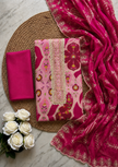 Purple and Pink Viscose Silk Unstitched Suit Set