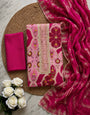 Purple and Pink Viscose Silk Unstitched Suit Set