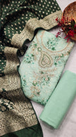 Pista Green Modal Cotton Silk Unstitched suit set