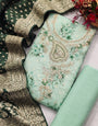 Pista Green Modal Cotton Silk Unstitched suit set