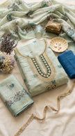 Light Blue Linen Embroidered Unstitched Suit Set
