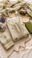 Light Green Linen Embroidered Unstitched Suit Set