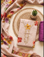 Purple - Beige Pure Linen Cotton Unstitched Suit Set