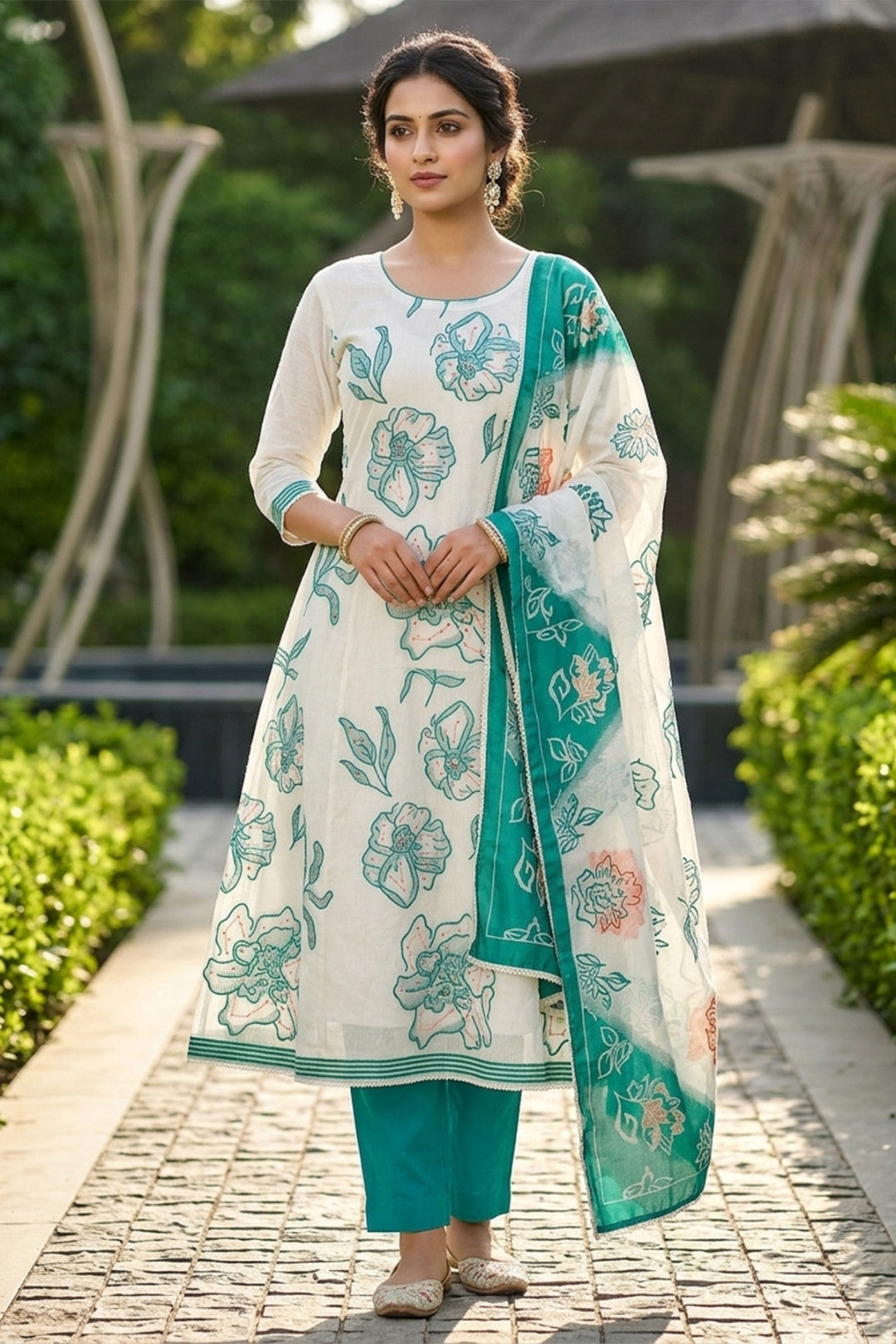 Sky Blue Pure Cotton Unstitched Suit Set