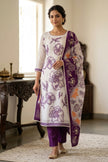 Purple Pure Cotton Unstitched Suit Set