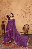 Wine Floral Sequins Border work Jimmy Choo Saree