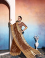 Brown Tissue Cotton Silk Sequins Embroidery Saree