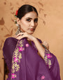 Wine Floral Sequins Border work Jimmy Choo Saree