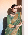 Sea GreenTissue Cotton Silk Sequins Embroidery Saree