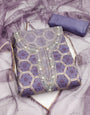 Lavender Organza with position handwork Unstitched suit