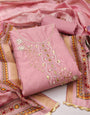 Pink Premium Cotton Handwork Unstitched suit For Engagement