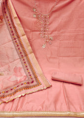 Peach Premium Cotton unstitched suit for Navratri Pooja