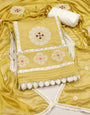 Yellow Premium Silk Embroidery work Unstitched suit