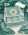 Bottle Green Premium Silk Embroidery work Unstitched suit