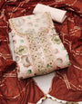 Off Pink Viscose Position Floral Handwork unstitched suit set
