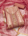 Pink Organza Handwork Unstitched Suit