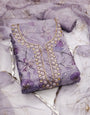 Purple Viscose Handwork Unstitched Suit Set