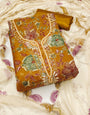 Brown Handworked Viscose Unstitched Suit