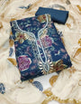 Blue Handworked Viscose Unstitched Suit