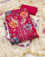 Pink Handworked Viscose Unstitched Suit