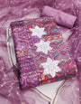 Purple Cotton Silk Embroidery Work unstitched suit set