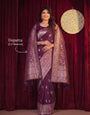 Wine Banarasi Silk Saree With Dupatta