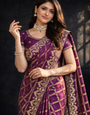Wine Silk Bandhani Saree