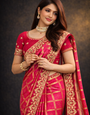 Pink Silk Bandhani Saree