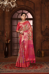 Pink Silk Blend Digital Print Woven Saree