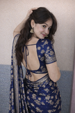 Dark Blue Banarasi Silk Zari Saree Styled By Tanya