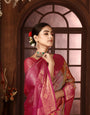 Pink Silk Blend Digital Print Woven Saree