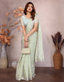 Pista Green Barbarick Silk Cutwork Saree