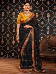 Black Organza Embroidery Saree