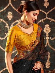 Black Organza Embroidery Saree