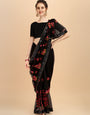 Black Net designer embroidery saree