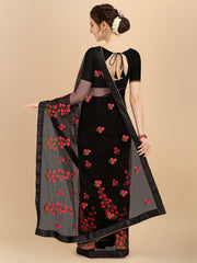 Black Net designer embroidery saree