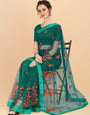 Green Net designer embroidery saree