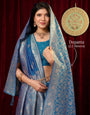 Royal Blue Banarasi Silk Saree With Dupatta