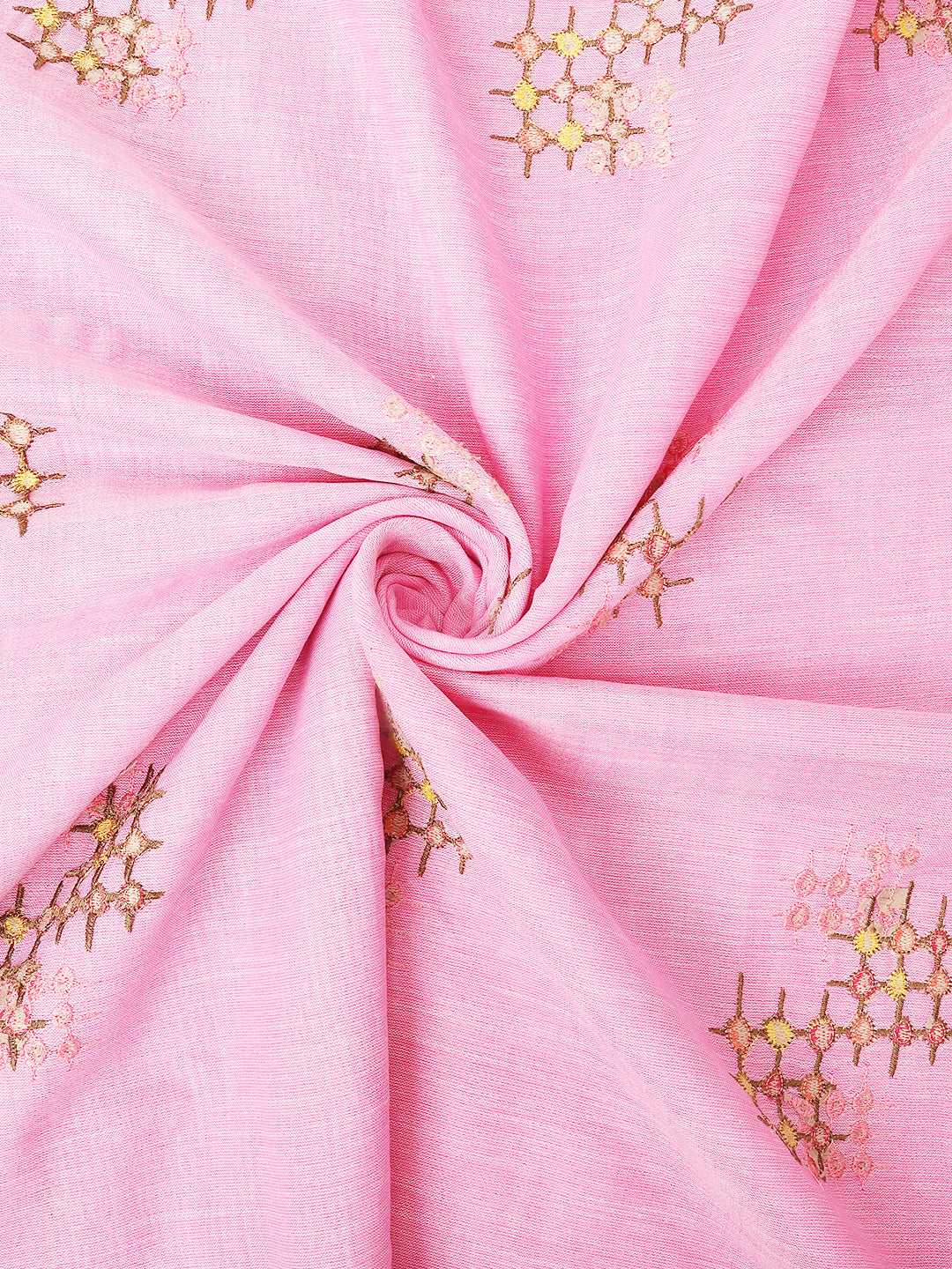 Baby Pink Linen Cotton Embroidery Saree