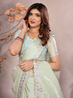 Pista Green Barbarick Silk Cutwork Saree