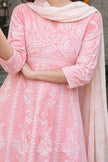Pink Cotton Embroidered Stitched Suit Set