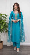 Sky Blue Pure Cotton Stitched Suit
