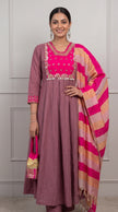 Rani Pink Silk Blend Stitched Suit Set