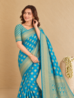 Sea Blue Banarasi Silk Saree